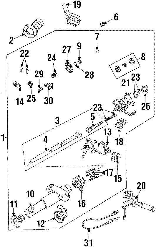 Diagram STEERING COLUMN ASSEMBLY. for your 2005 Chevrolet Astro Base Extended Cargo Van 4.3L Vortec V6 A/T AWD 