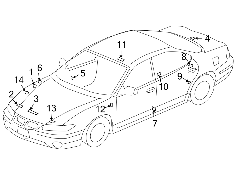 Diagram INFORMATION LABELS. for your 2002 GMC Sierra 3500 6.0L Vortec V8 A/T 4WD SLE Standard Cab Pickup 