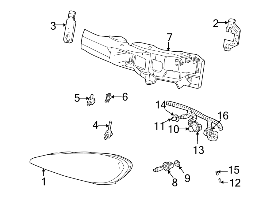 Diagram FRONT LAMPS. HEADLAMP COMPONENTS. for your 2006 GMC Sierra 2500 HD 6.6L Duramax V8 DIESEL M/T 4WD SLT Extended Cab Pickup 