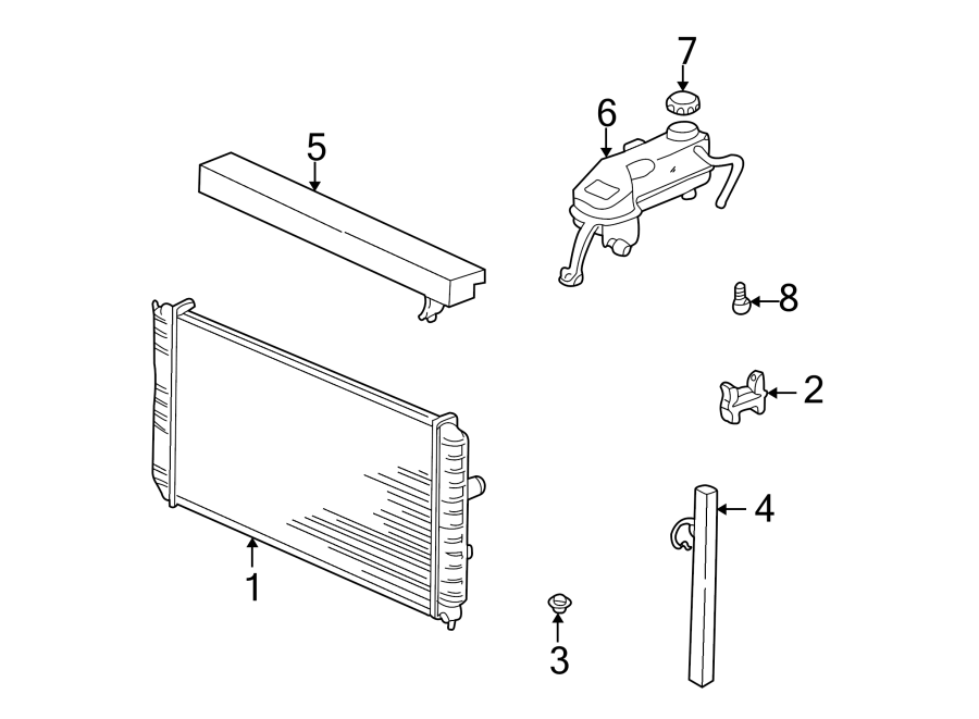 Diagram RADIATOR & COMPONENTS. for your 2005 GMC Sierra 2500 HD   