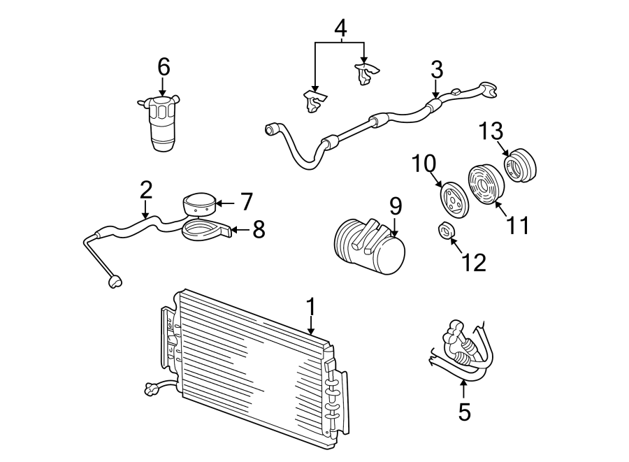 Diagram Air conditioner & heater. Compressor & lines. Condenser. for your 2005 Chevrolet Silverado 1500 Z71 Off-Road Crew Cab Pickup Stepside  