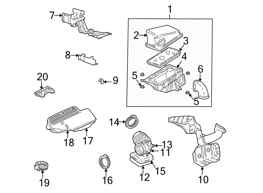 Diagram ENGINE / TRANSAXLE. AIR INTAKE. for your Chevrolet Spark  