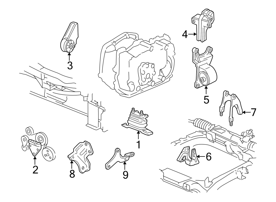 Diagram ENGINE / TRANSAXLE. ENGINE & TRANS MOUNTING. for your 2011 GMC Sierra 2500 HD 6.0L Vortec V8 FLEX A/T 4WD SLT Crew Cab Pickup 