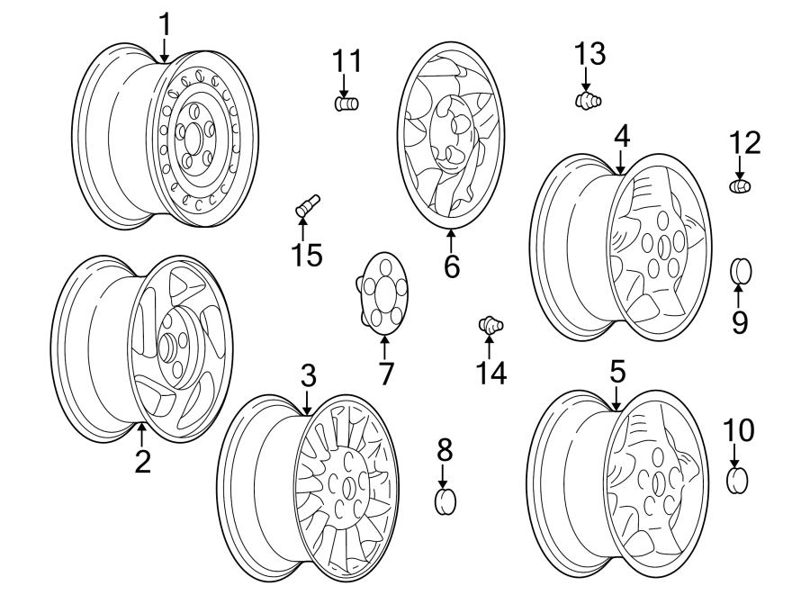 Diagram WHEELS. COVERS & TRIM. for your 2003 Chevrolet Trailblazer   