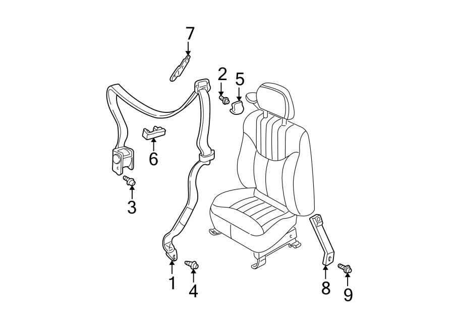 Diagram RESTRAINT SYSTEMS. FRONT SEAT BELTS. for your Oldsmobile