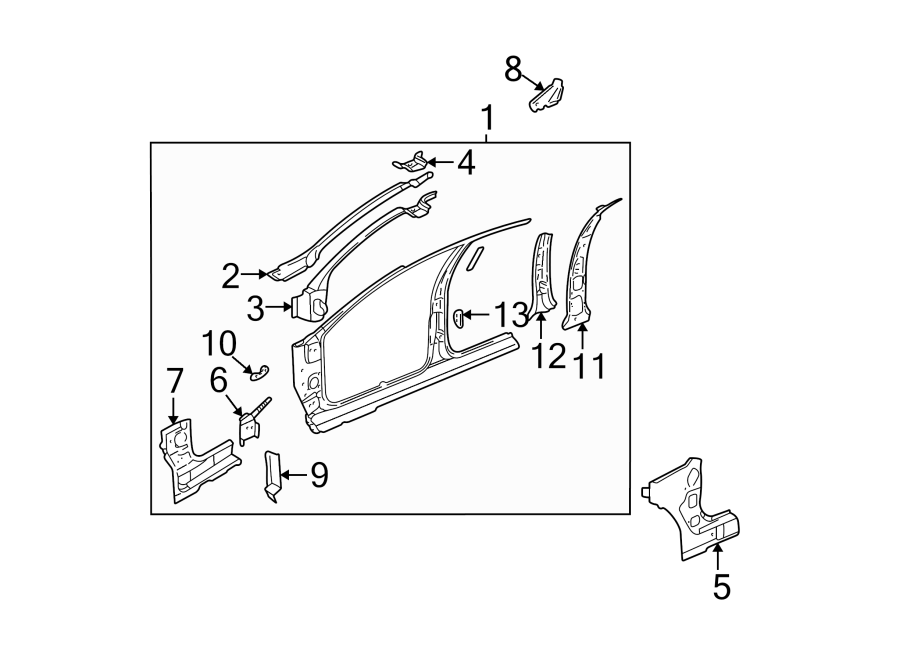 Diagram PILLARS. ROCKER & FLOOR. UNISIDE. for your 1999 Pontiac Montana    