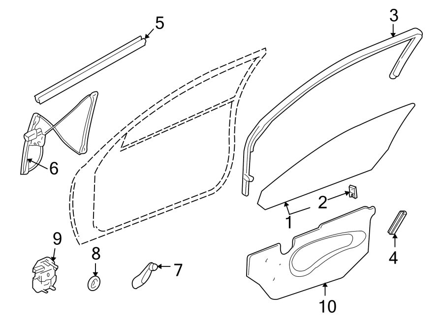 Diagram FRONT DOOR. GLASS & HARDWARE. for your 2019 Chevrolet Spark   