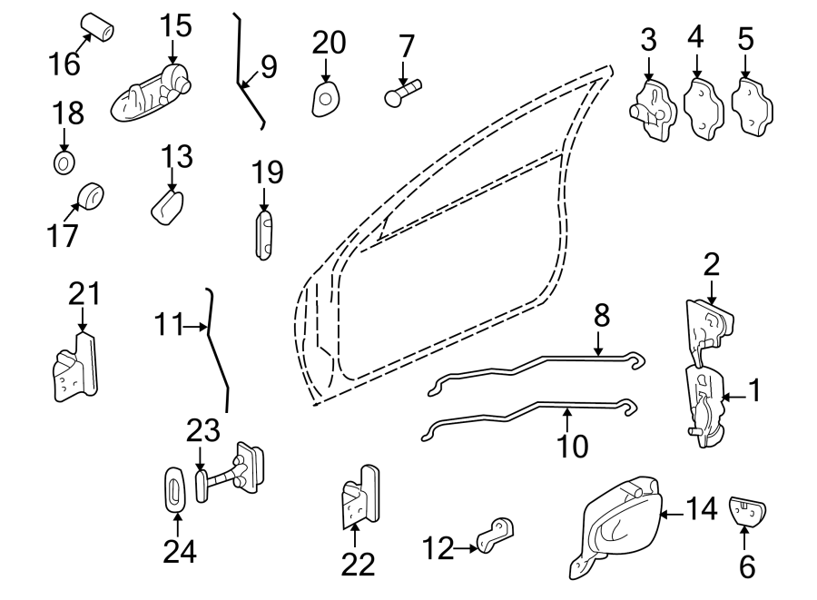 Diagram FRONT DOOR. LOCK & HARDWARE. for your Chevrolet Spark  