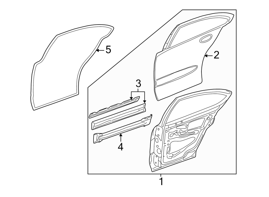 Diagram REAR DOOR. DOOR & COMPONENTS. for your 2021 Buick Enclave    