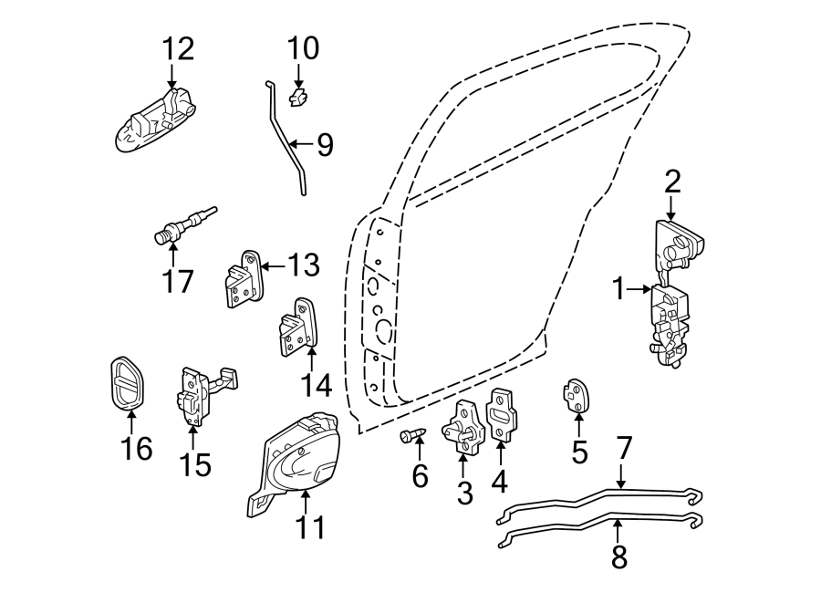 Diagram REAR DOOR. LOCK & HARDWARE. for your Chevrolet Spark  