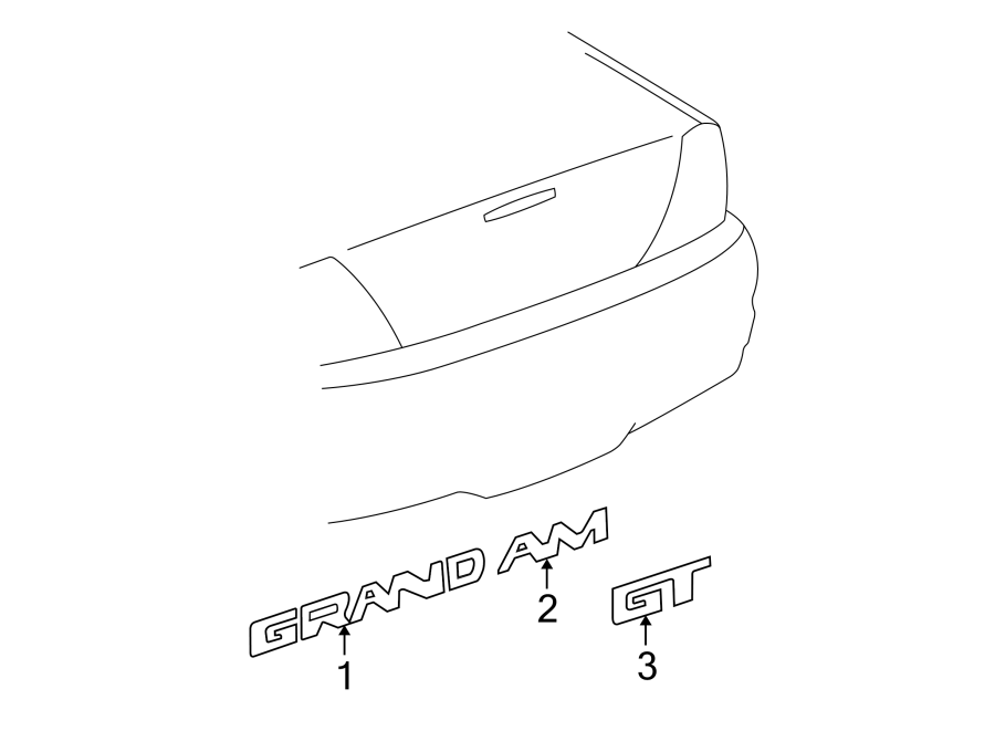 Diagram TRUNK LID. EXTERIOR TRIM. for your Pontiac Grand Am  