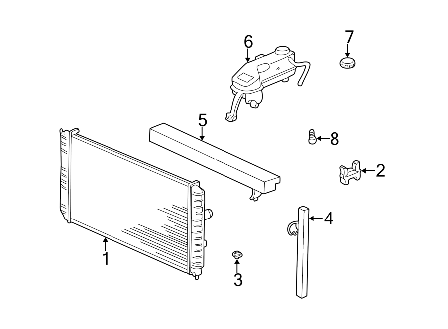 Diagram RADIATOR & COMPONENTS. for your 1987 Chevrolet Camaro   