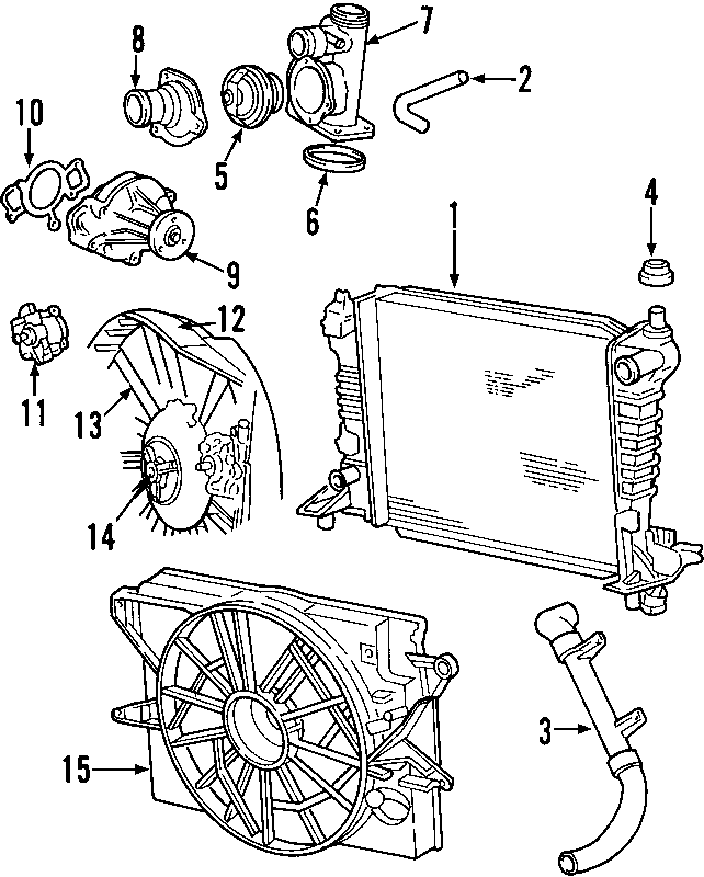 Diagram COOLING SYSTEM. COOLING FAN. RADIATOR. WATER PUMP. for your Ford