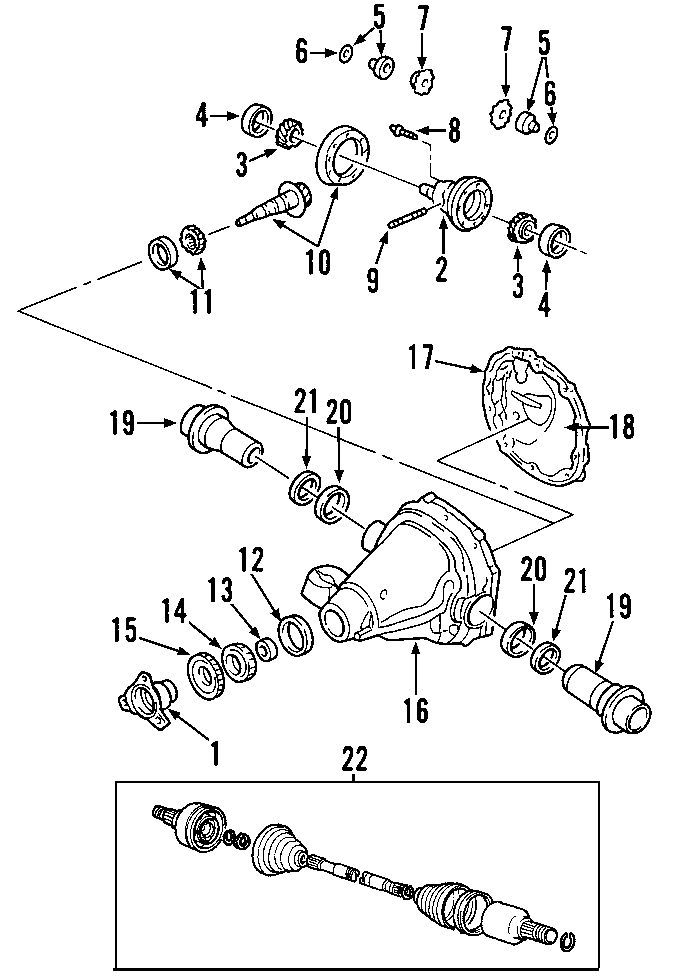 Diagram REAR AXLE. AXLE SHAFTS & JOINTS. DIFFERENTIAL. PROPELLER SHAFT. for your Ford