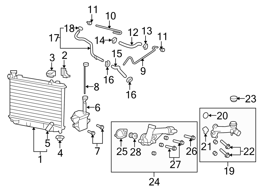 Diagram RADIATOR & COMPONENTS. for your 2005 GMC Sierra 1500   