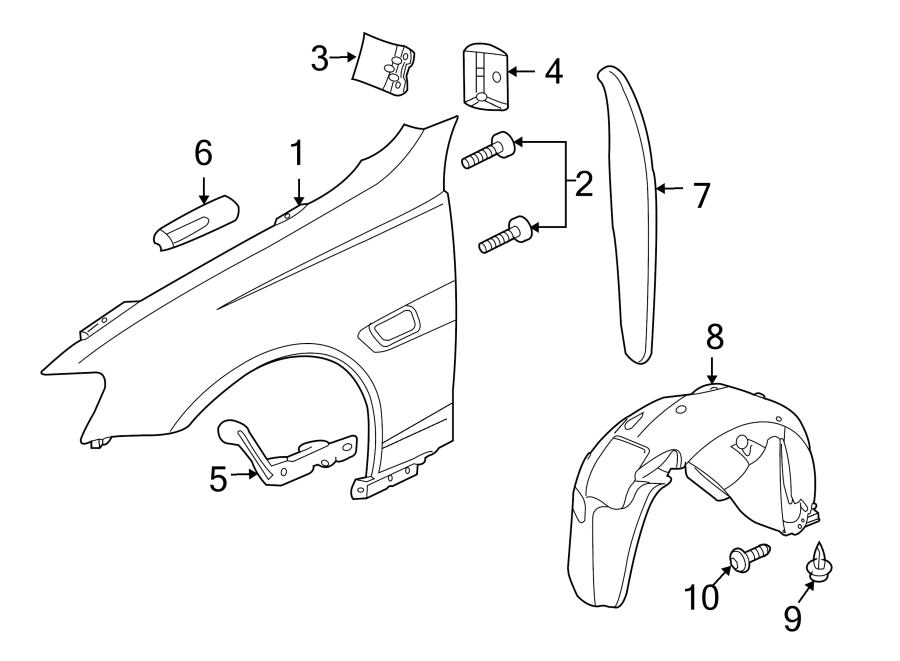 Diagram FENDER & COMPONENTS. for your 2019 Chevrolet Spark   