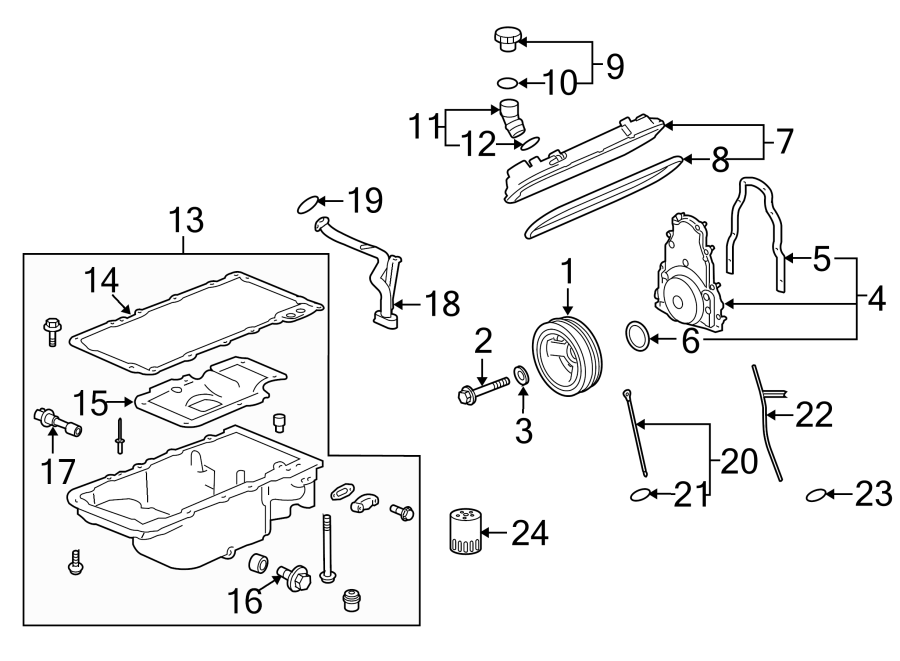 Diagram ENGINE PARTS. for your 2013 Chevrolet Captiva Sport   