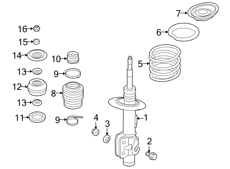 Diagram FRONT SUSPENSION. STRUTS & COMPONENTS. for your 2016 GMC Sierra 2500 HD 6.0L Vortec V8 FLEX A/T RWD SLT Extended Cab Pickup Fleetside 