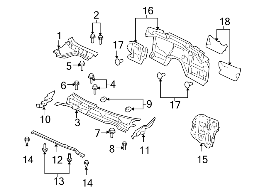 Diagram COWL. for your 2019 Chevrolet Spark   