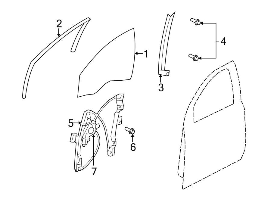 Diagram FRONT DOOR. GLASS & HARDWARE. for your 2021 Chevrolet Spark   