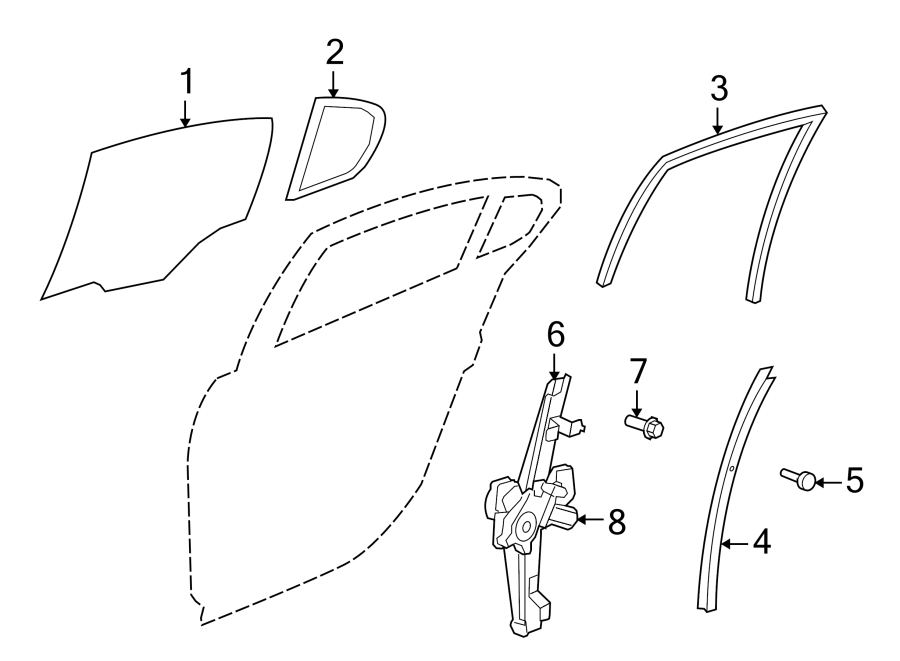 Diagram REAR DOOR. GLASS & HARDWARE. for your 2018 Chevrolet Spark   