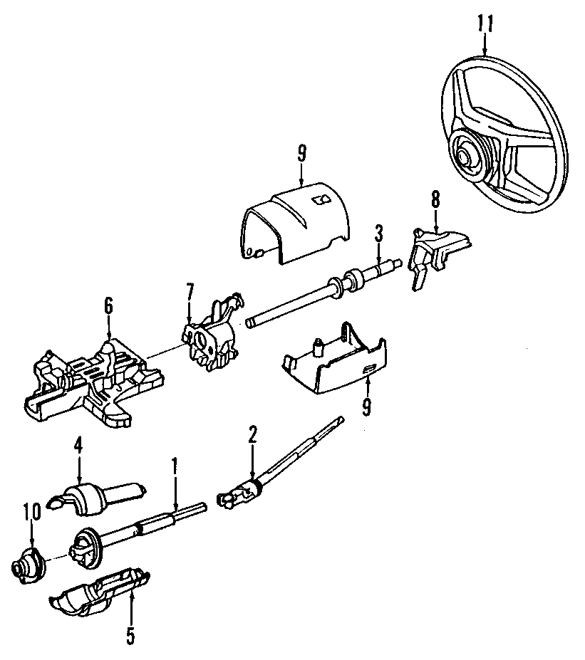 Diagram STEERING COLUMN. STEERING WHEEL. for your Ford