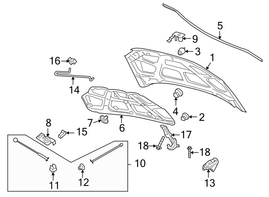 Diagram HOOD & COMPONENTS. for your 2007 GMC Sierra 1500 Classic SL Extended Cab Pickup  