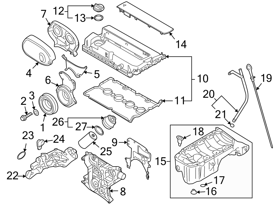 Diagram ENGINE / TRANSAXLE. ENGINE PARTS. for your 2024 Chevrolet Suburban  Premier Sport Utility 6.2L EcoTec3 V8 A/T RWD 