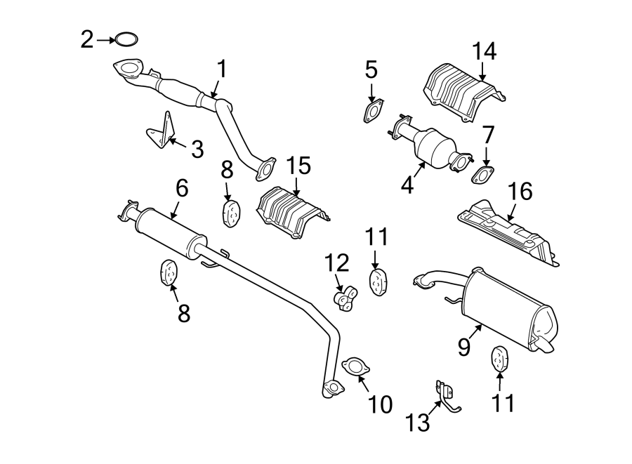 Diagram EXHAUST SYSTEM. EXHAUST COMPONENTS. for your 2023 Cadillac XT5 Livery Hearse  