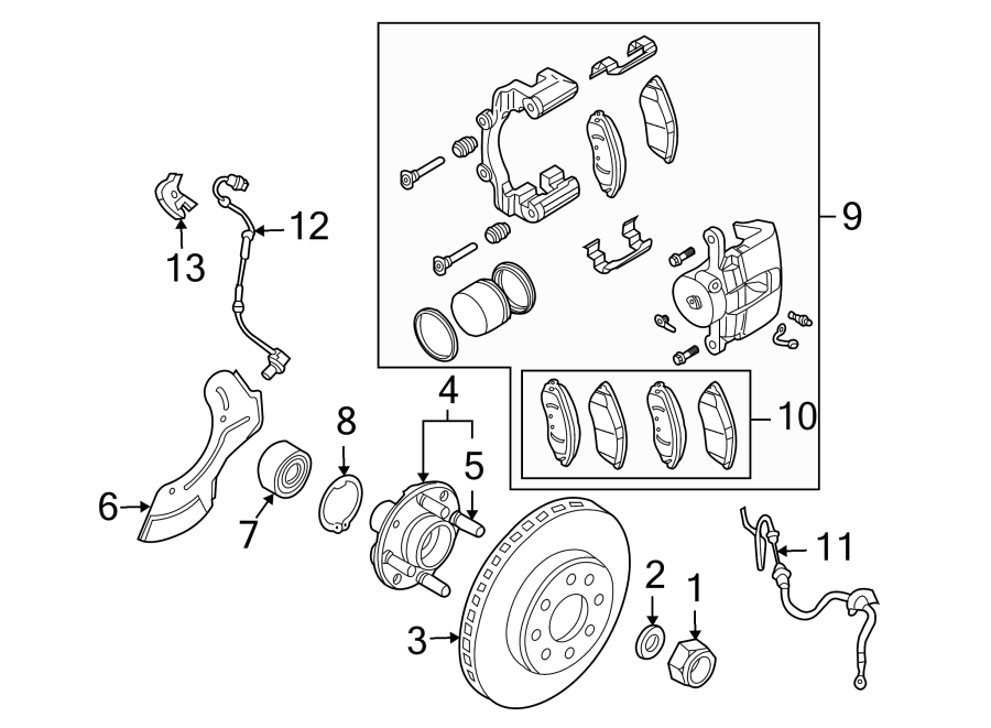 Diagram FRONT SUSPENSION. BRAKE COMPONENTS. for your 2004 GMC Sierra 2500 HD 8.1L Vortec V8 M/T RWD SLE Standard Cab Pickup Fleetside 