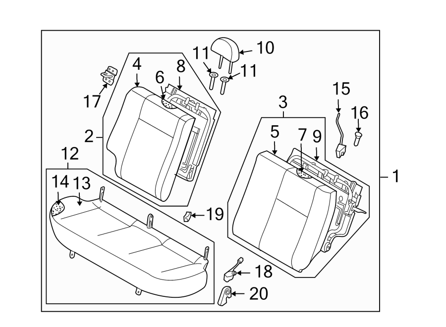 Diagram SEATS & TRACKS. REAR SEAT. for your 2005 Chevrolet Express 3500   