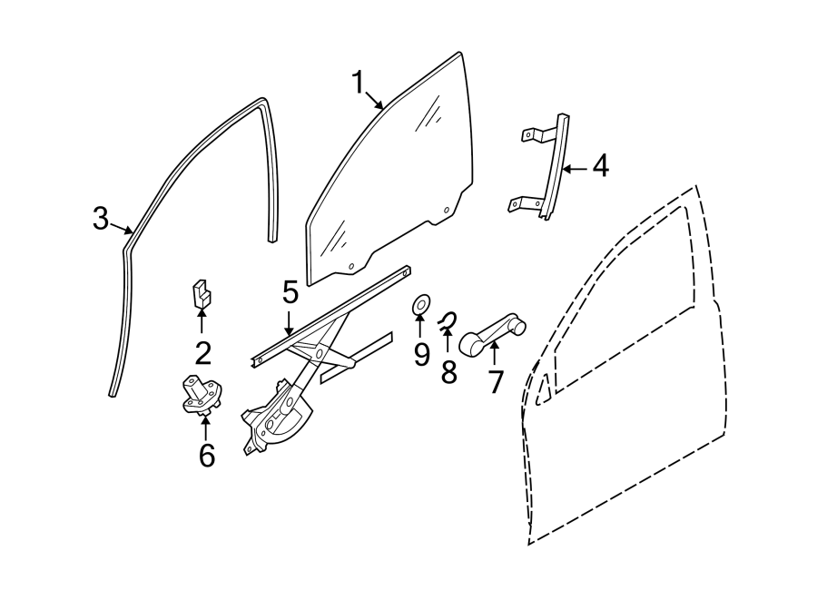 Diagram FRONT DOOR. GLASS & HARDWARE. for your 2022 Chevrolet Spark   