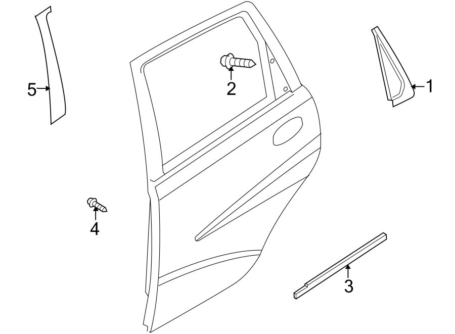 Diagram REAR DOOR. EXTERIOR TRIM. for your 2002 GMC Sierra 3500 6.0L Vortec V8 M/T RWD Base Extended Cab Pickup Fleetside 