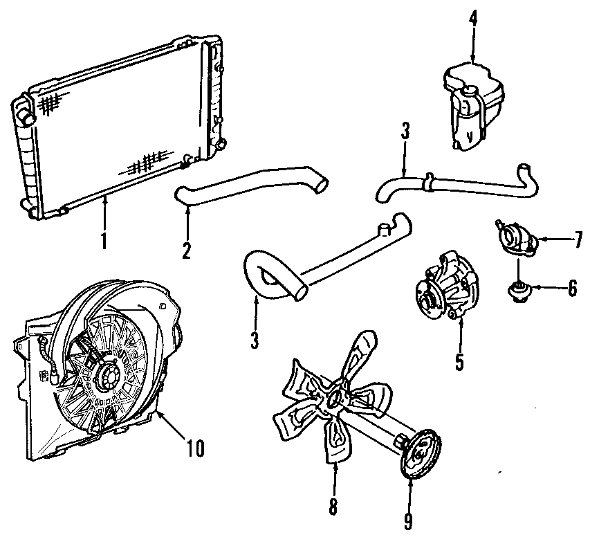 Diagram COOLING SYSTEM. COOLING FAN. WATER PUMP. for your Ford Crown Victoria  