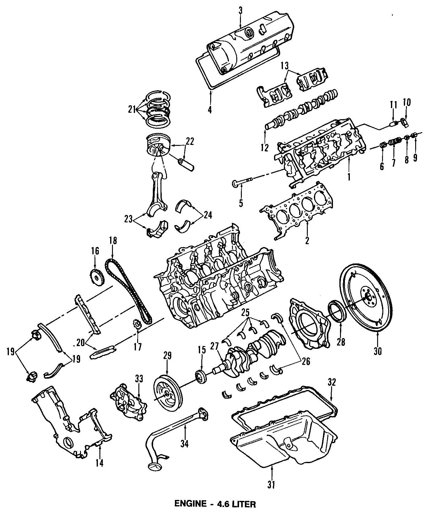 Diagram CAMSHAFT & TIMING. CRANKSHAFT & BEARINGS. CYLINDER HEAD & VALVES. LUBRICATION. MOUNTS. PISTONS. RINGS & BEARINGS. for your 2000 Mercury Mountaineer   