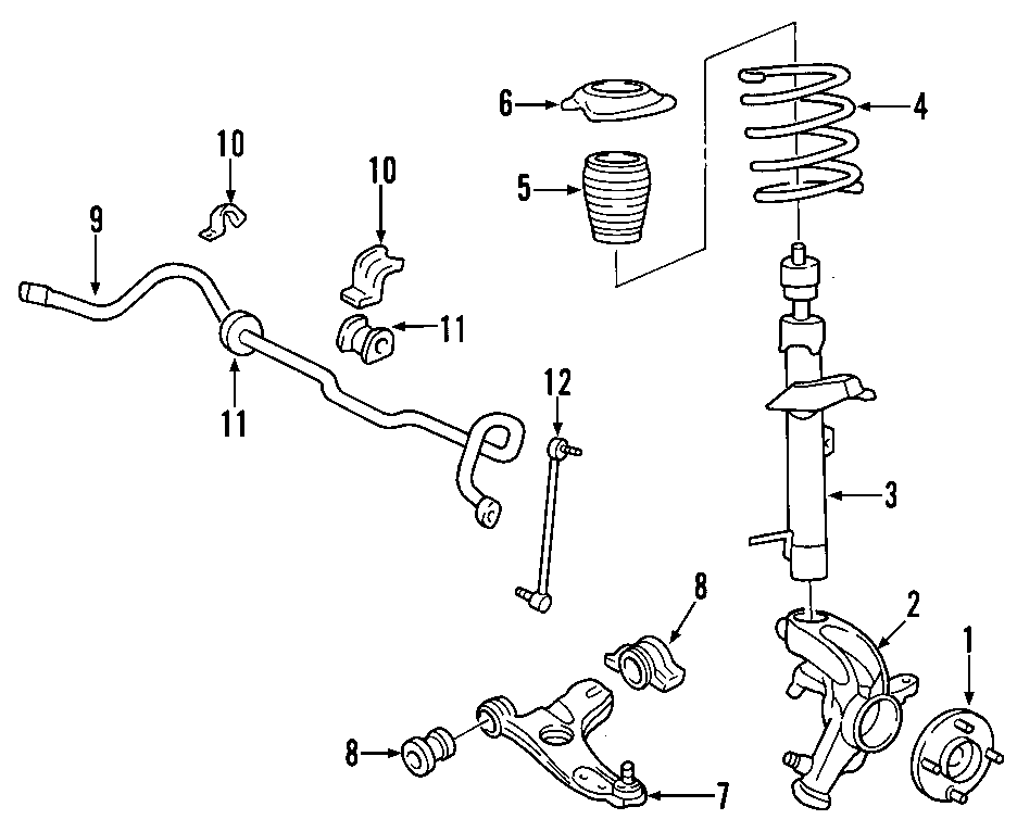 FRONT SUSPENSION. LOWER CONTROL ARM. STABILIZER BAR. SUSPENSION COMPONENTS. Diagram