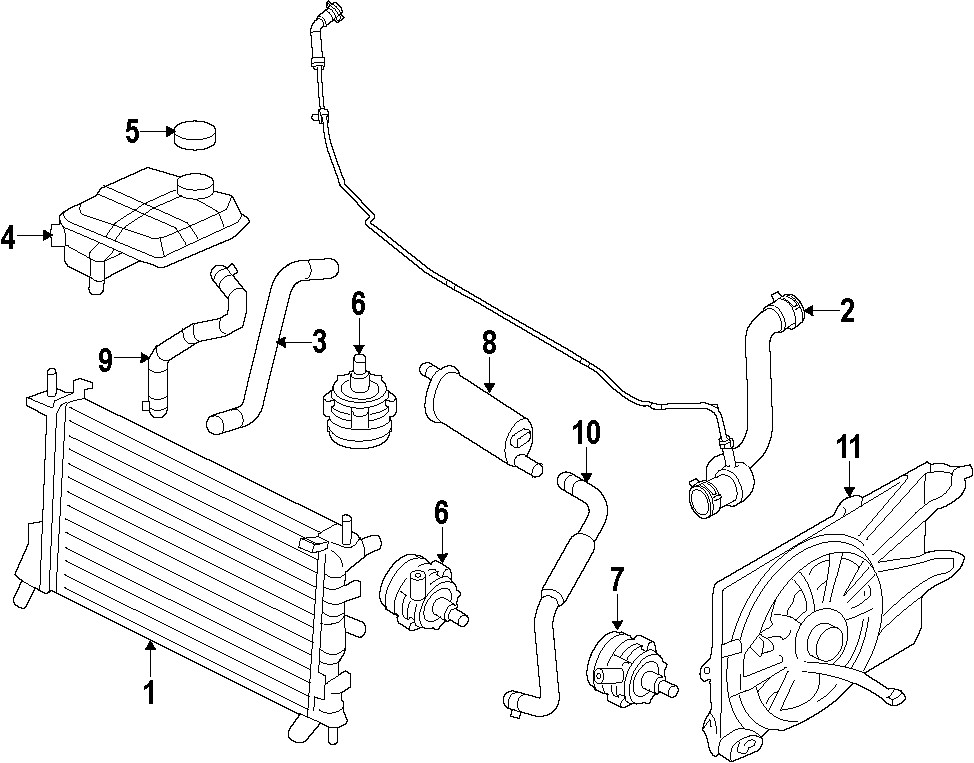 Diagram COOLING SYSTEM. COOLING FAN. RADIATOR. WATER PUMP. for your 2016 Ford Focus   