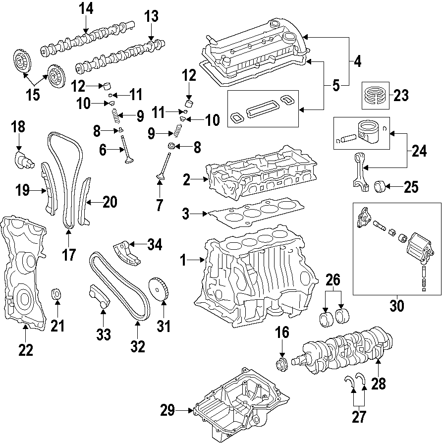 Diagram CAMSHAFT & TIMING. CRANKSHAFT & BEARINGS. CYLINDER HEAD & VALVES. LUBRICATION. MOUNTS. for your 2023 Ford Transit-250 3.5L EcoBoost V6 A/T AWD PTV Extended Cargo Van 