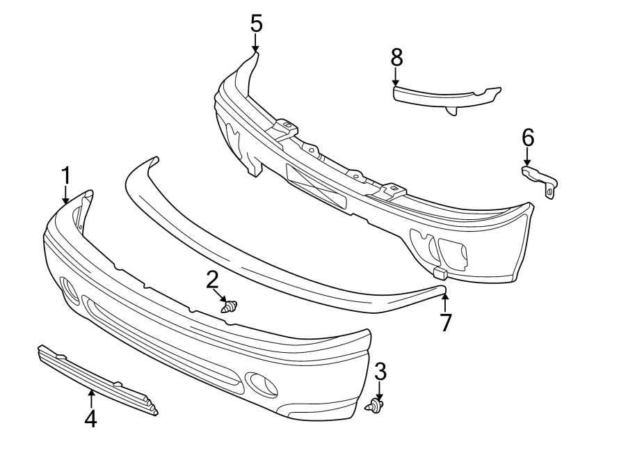 Diagram FRONT BUMPER. BUMPER & COMPONENTS. for your 2005 Chevrolet Silverado 3500 LS Extended Cab Pickup  