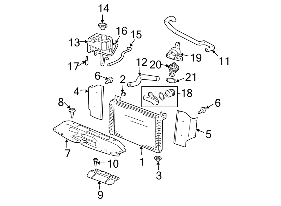 Diagram Radiator & components. for your 2005 GMC SAFARI    