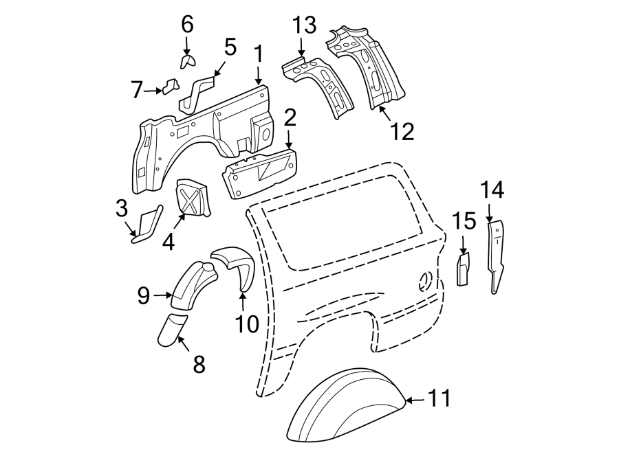 QUARTER PANEL. INNER COMPONENTS.