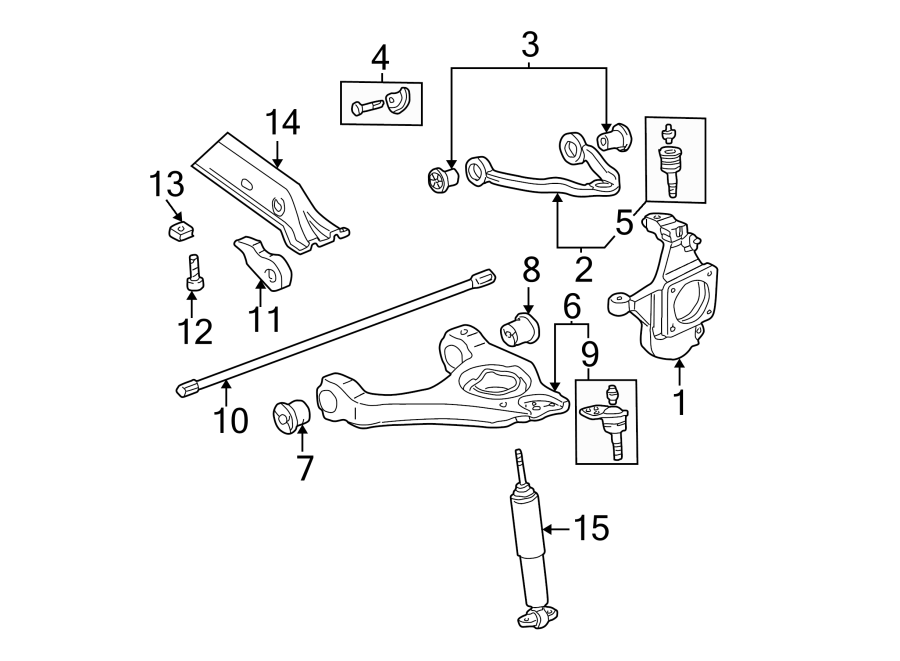 Diagram FRONT SUSPENSION. SUSPENSION COMPONENTS. for your 2017 GMC Sierra 2500 HD 6.0L Vortec V8 A/T 4WD Base Crew Cab Pickup Fleetside 