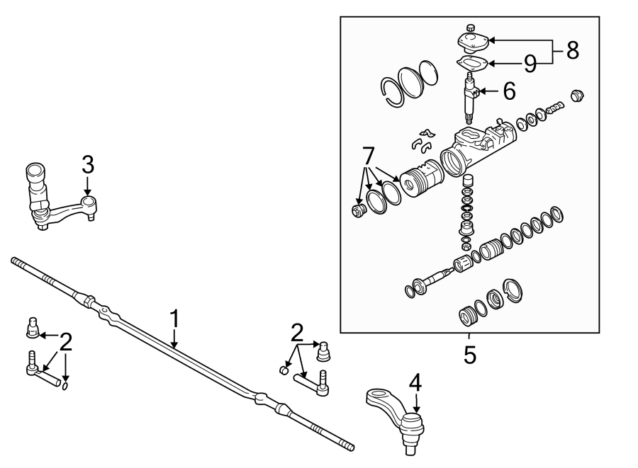 Diagram STEERING GEAR & LINKAGE. for your 2021 GMC Sierra 2500 HD 6.6L Duramax V8 DIESEL A/T 4WD Base Extended Cab Pickup Fleetside 