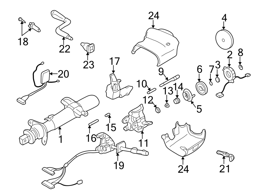 SHROUD. STEERING COLUMN ASSEMBLY. SWITCHES & LEVERS.