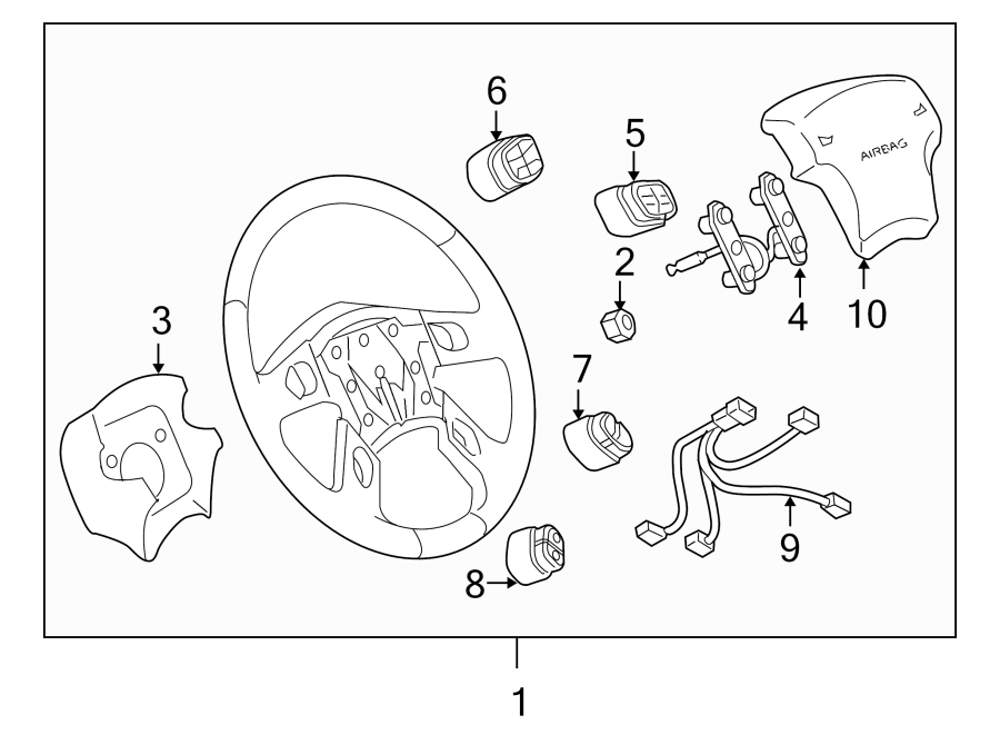 Diagram STEERING WHEEL & TRIM. for your 2007 Chevrolet Silverado 3500 HD WT Cab & Chassis  