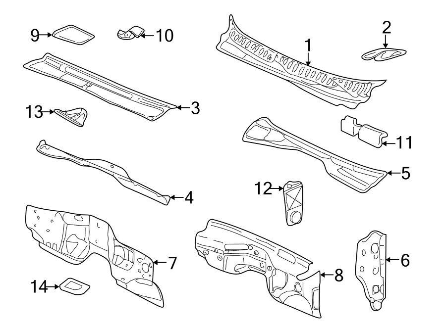 Diagram COWL. for your Cadillac