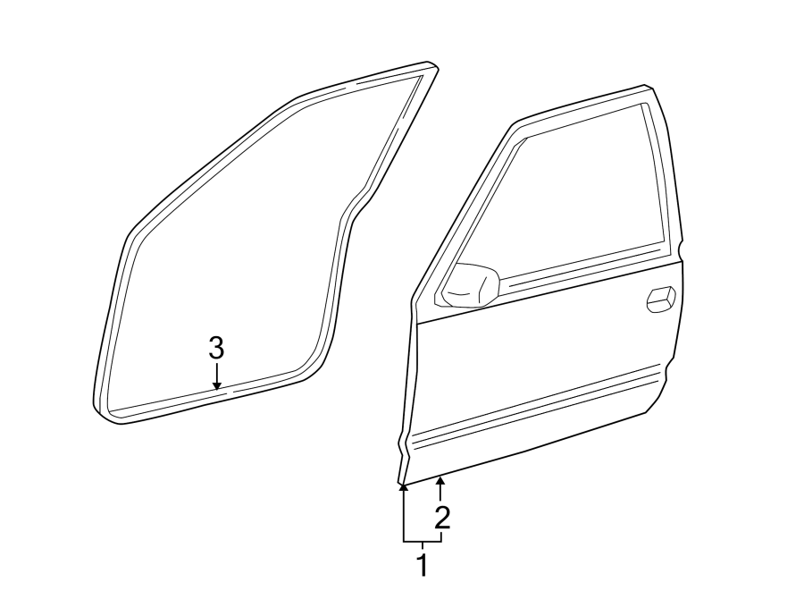 Diagram FRONT DOOR. DOOR & COMPONENTS. for your 2005 Chevrolet Trailblazer EXT   