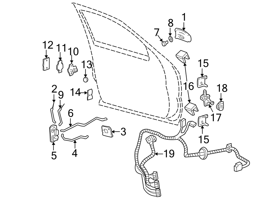 Diagram FRONT DOOR. LOCK & HARDWARE. for your 2021 GMC Sierra 2500 HD 6.6L V8 A/T RWD SLE Extended Cab Pickup Fleetside 