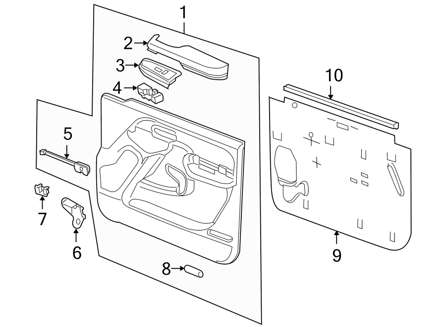 Diagram FRONT DOOR. INTERIOR TRIM. for your 2005 Chevrolet Silverado 3500 LS Crew Cab Pickup  