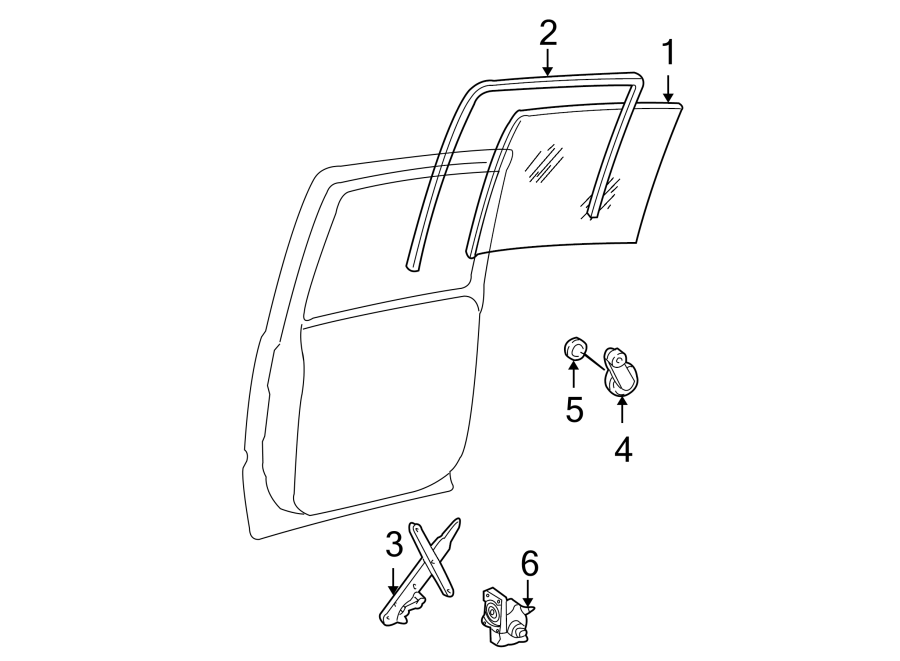 Diagram REAR DOOR. GLASS & HARDWARE. for your 2014 Chevrolet Spark 1.2L Ecotec M/T LT Hatchback 